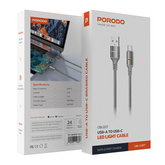 Porodo Usb-A To Usb-C Led Light Cable 1.2M-Grey